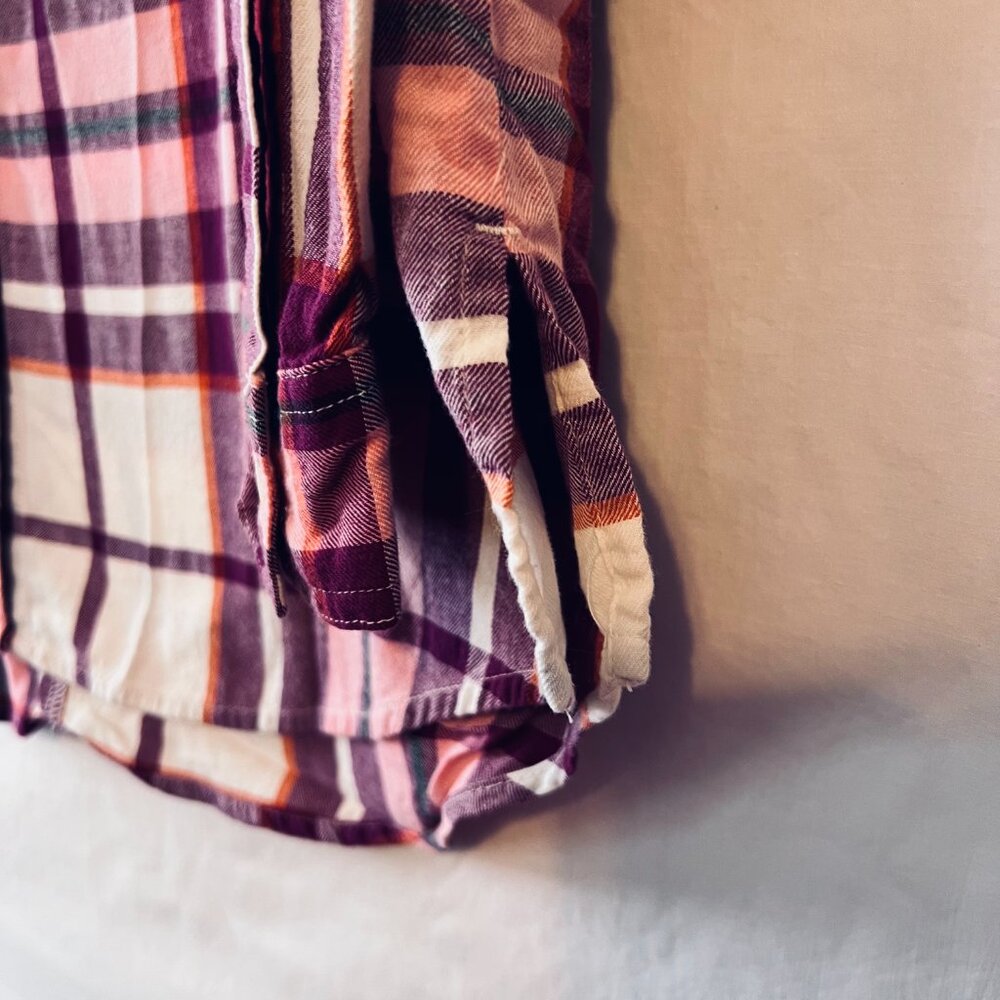 OLD NAVY Women's Multi Plaid "soft cotton flannel" Button Up Shirt Size LARGE - Picture 5 of 6